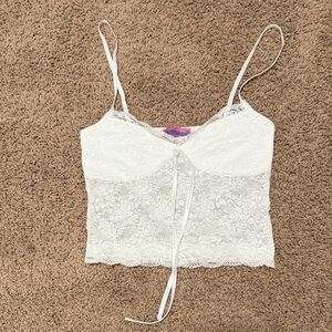 Edikted Floral Lace Top in White